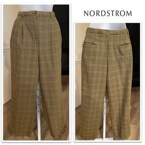 SFI Femme Nordstrom Vintage Wool Classic Plaid Wide-Leg Pants, Size 6R